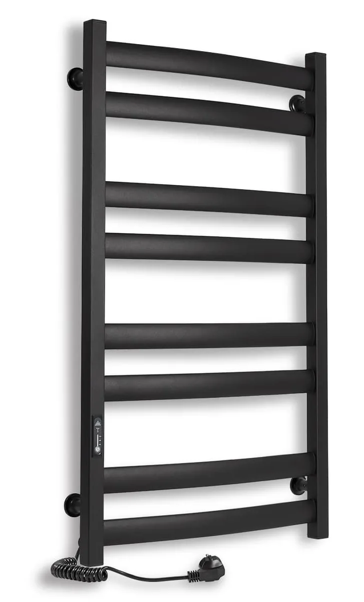 Elektrický koupelnový radiátor Atlant Electro 500×900 — černý, kabel zleva