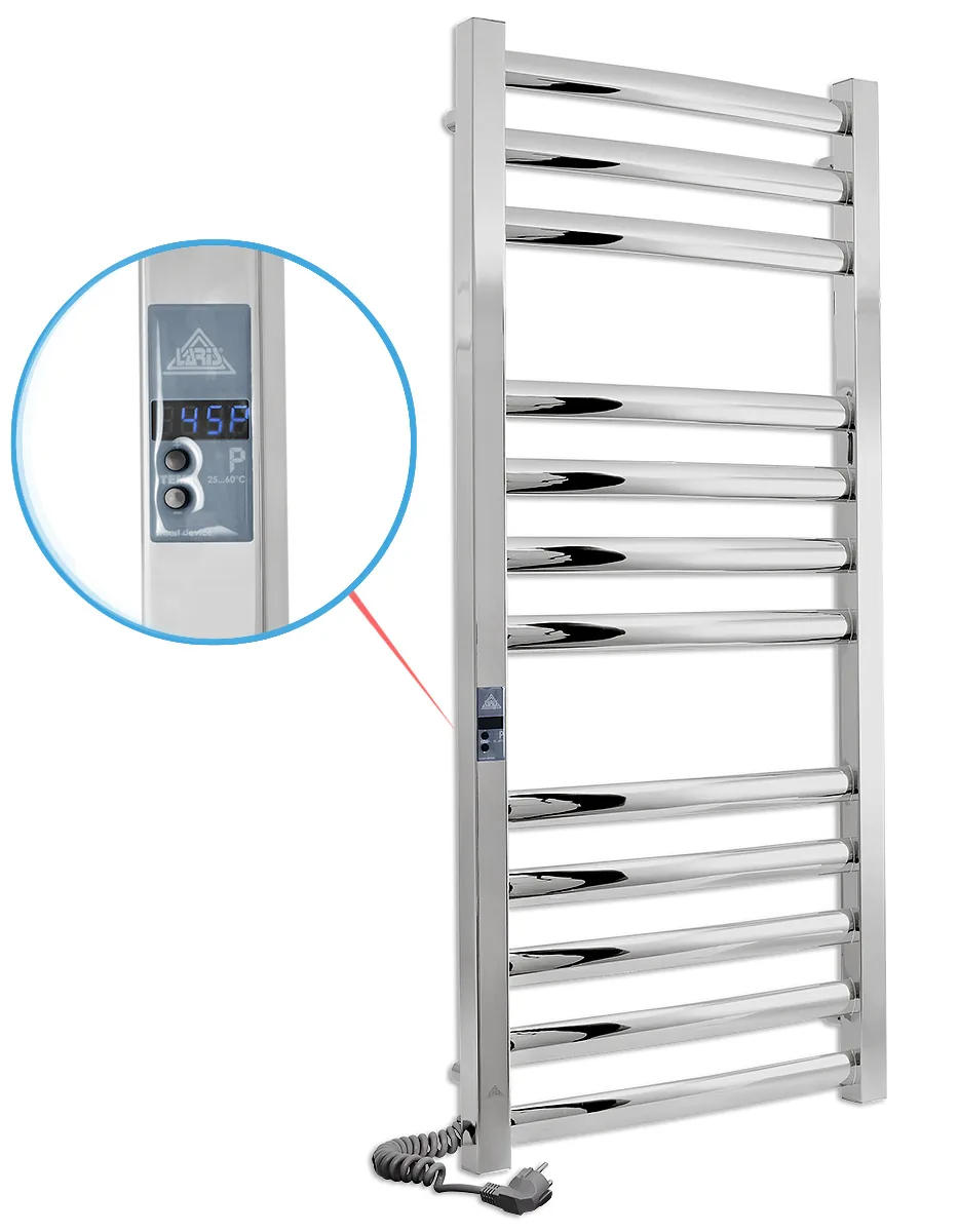 Grzejnik łazienkowy elektryczny Atlant Premium Electro 12 500×1200, przewód z lewej