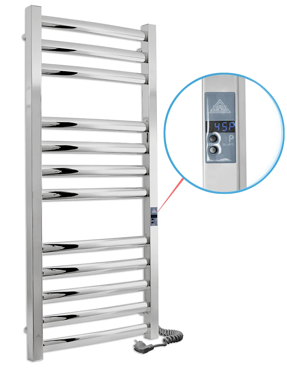 Grzejnik łazienkowy elektryczny Atlant Premium Electro 12 500×1200, przewód z prawej