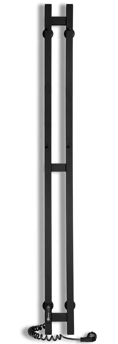 Grzejnik łazienkowy elektryczny Duet Electro 80×1200 — czarny, przewód z lewej