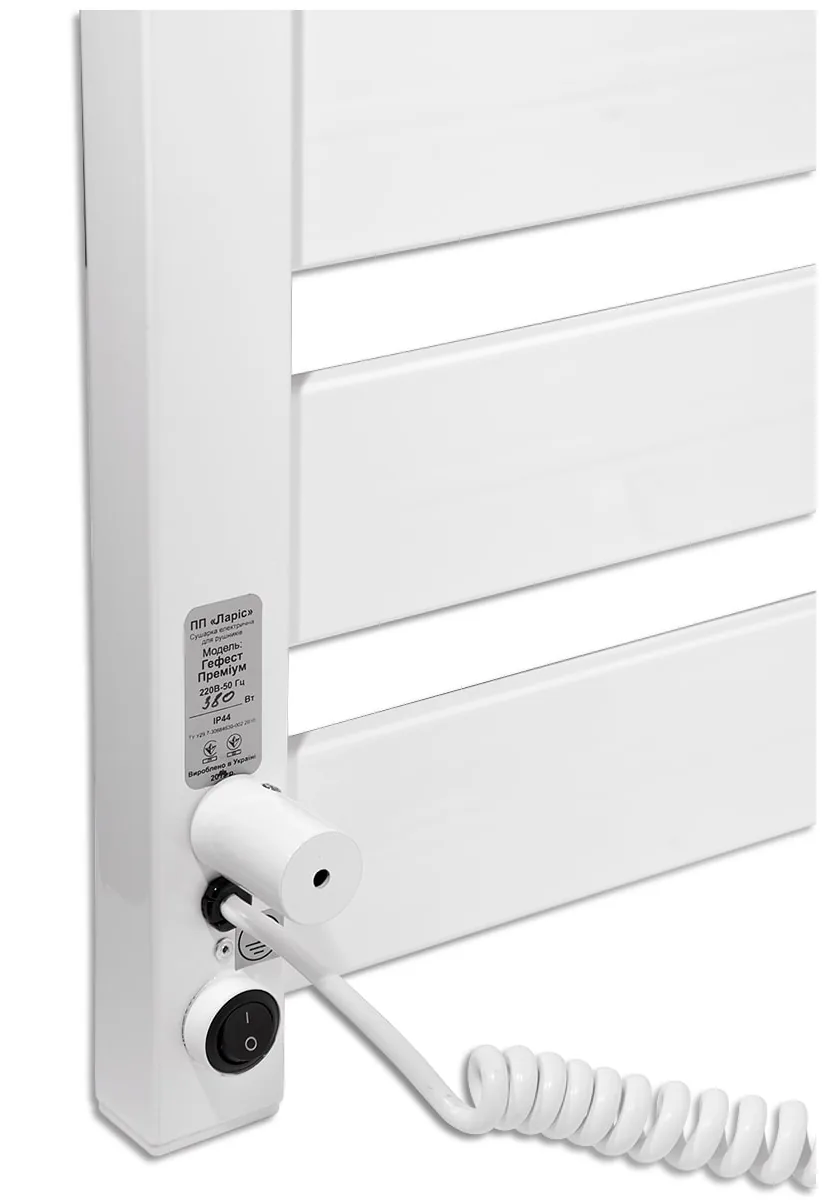Elektrický koupelnový radiátor Gefest Premium Electro 500×1200 — bílý, kabel zprava